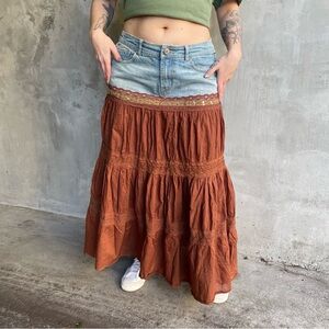 Vintage y2k Denim Maxi Skirt